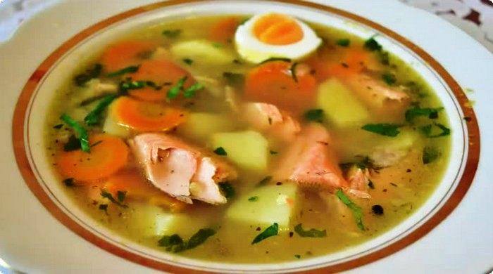 суп из красной рыбы с пшеном